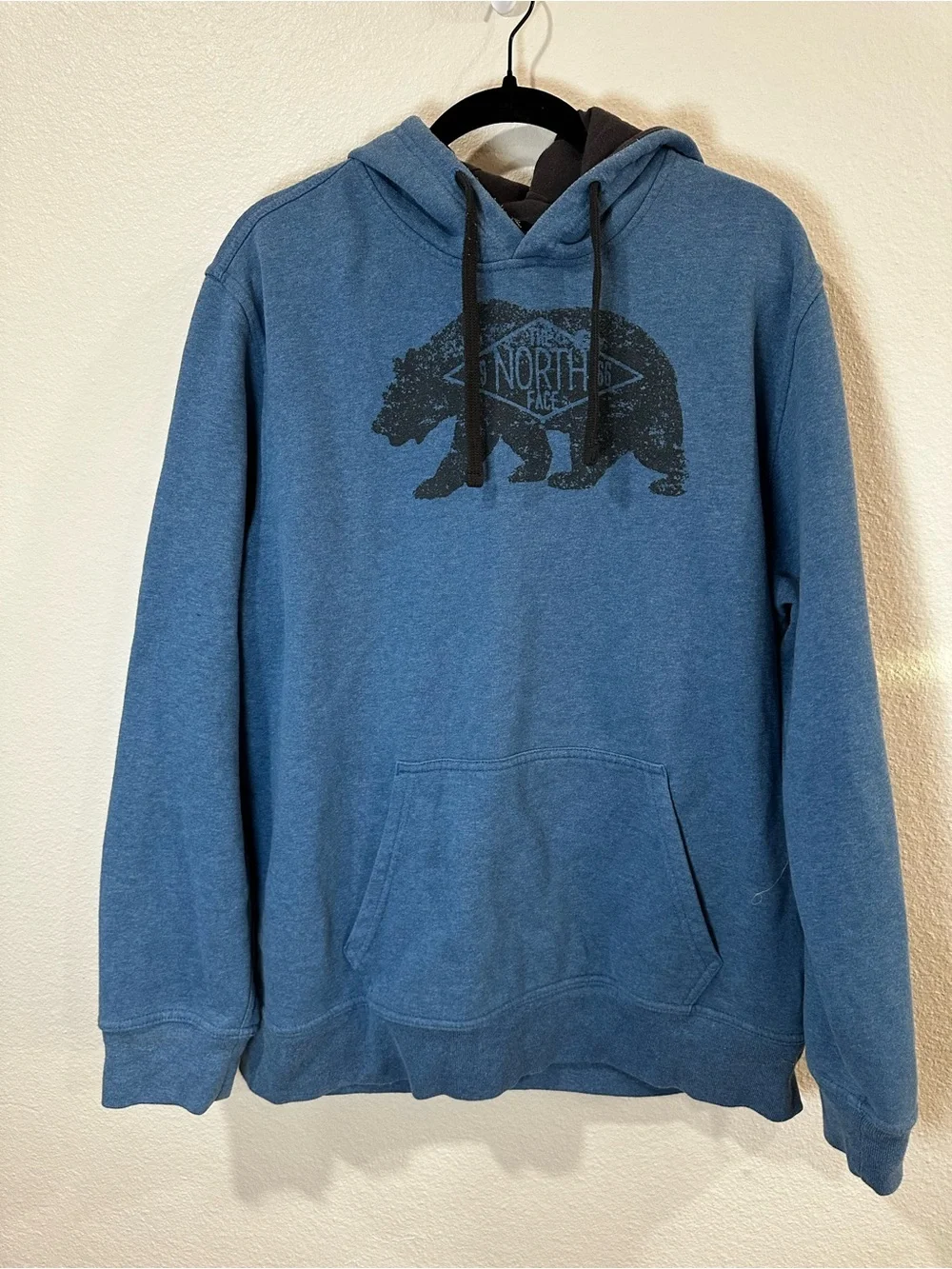 The North Face Mens Blue Pullover Hoodie W/ Bear Logo‎ Size XL